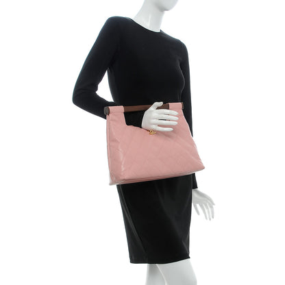 Chanel Caviar Quilted Wood Handle Tote Pink 2 of 7