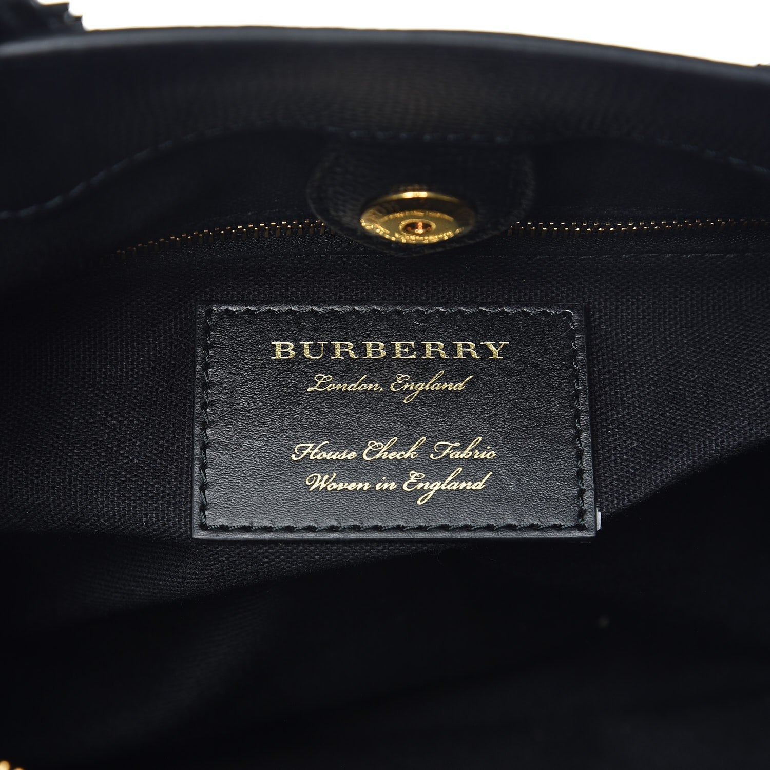 Burberry Grainy Calfskin Perforated House Check Medium Brogue Banner Tote Black 4 of 9