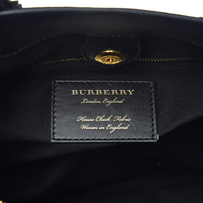 Burberry Grainy Calfskin Perforated House Check Medium Brogue Banner Tote Black 4 of 9