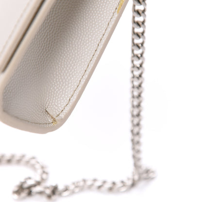 Saint Laurent Grain De Poudre Small Monogram Kate Satchel Optical White 9 of 14