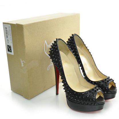 Christian Louboutin Calf Lady Peep Spikes VIP 150 Pumps 40.5 Black 2 of 7