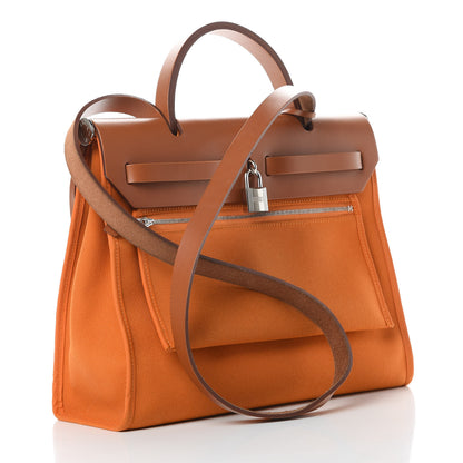 Hermes Vache Hunter Toile Herbag Zip 31 PM Orange 4 of 13