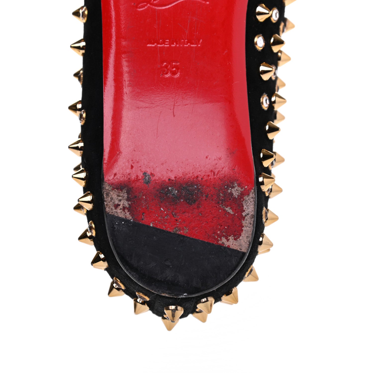 Christian Louboutin Veau Velours Studded Flats 35 Black 10 of 11