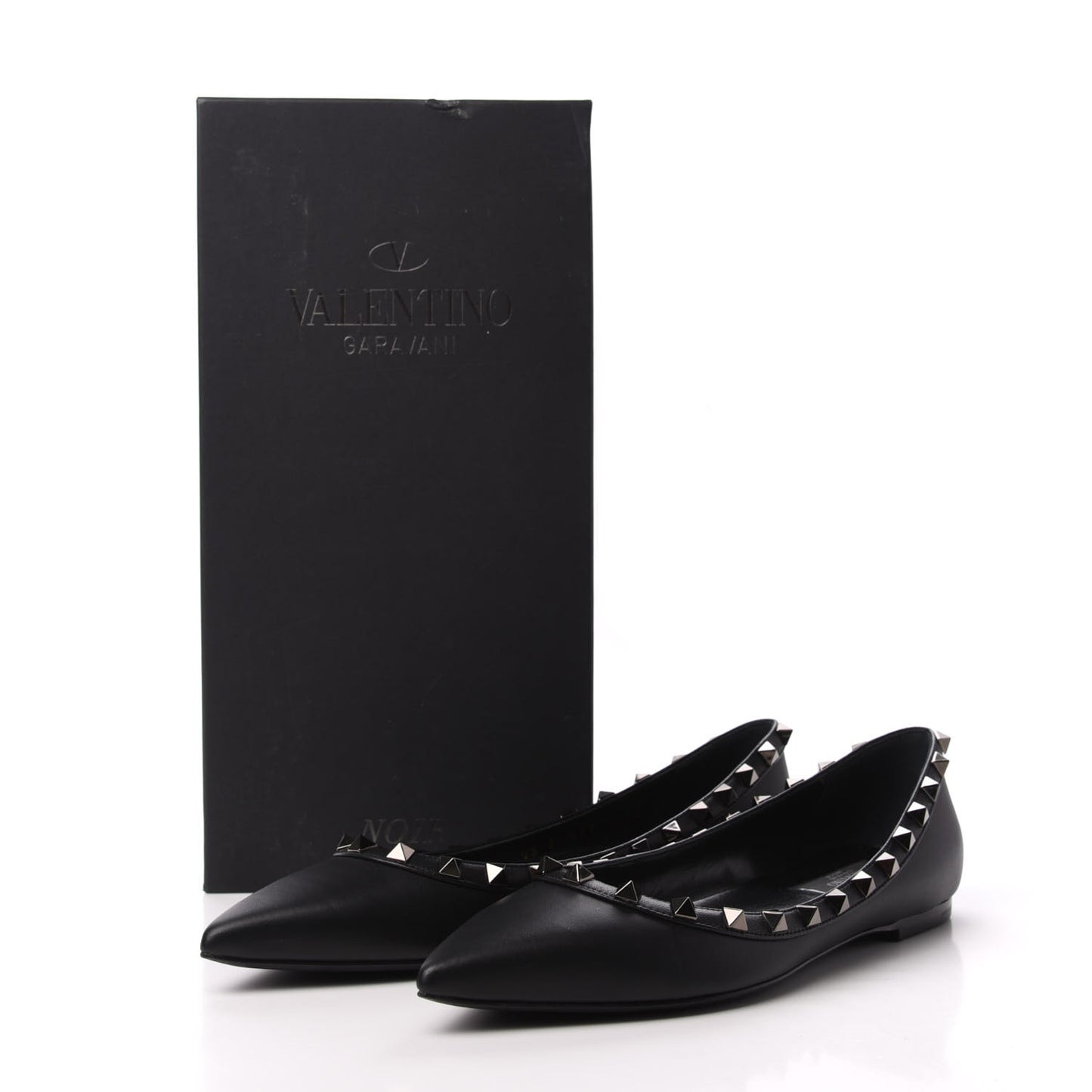 Nappa Rockstud Ballerina Flats 37 Black