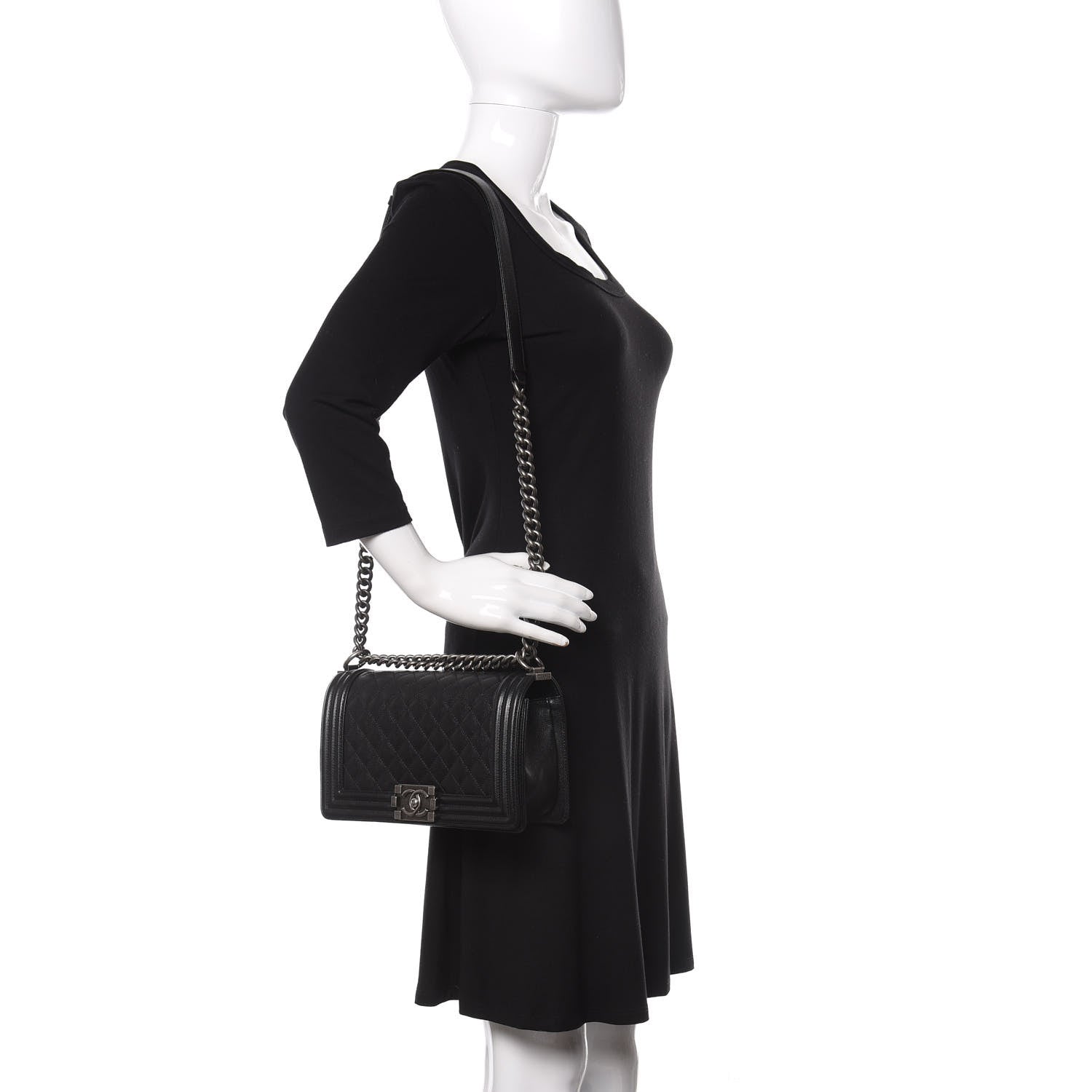 Chanel Caviar Quilted Medium Boy Flap Black 2 of 14