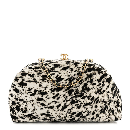 Chanel Lambskin Pony Hair Printed Clutch With Chain Black White 1 of 10