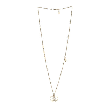 Chanel Pearl Crystal CC Drop Necklace Gold 3 of 5