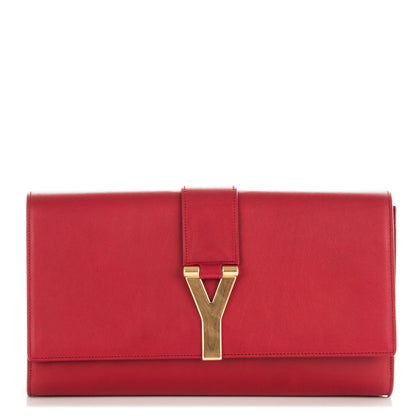 Saint Laurent Calfskin Classic Y Ligne Clutch Red 1 of 6