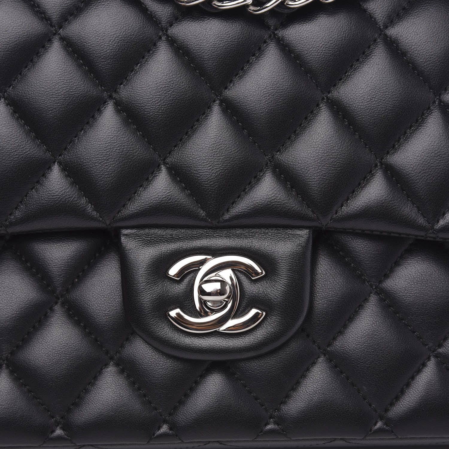 Chanel Lambskin Quilted Medium Double Flap Black 8 of 14
