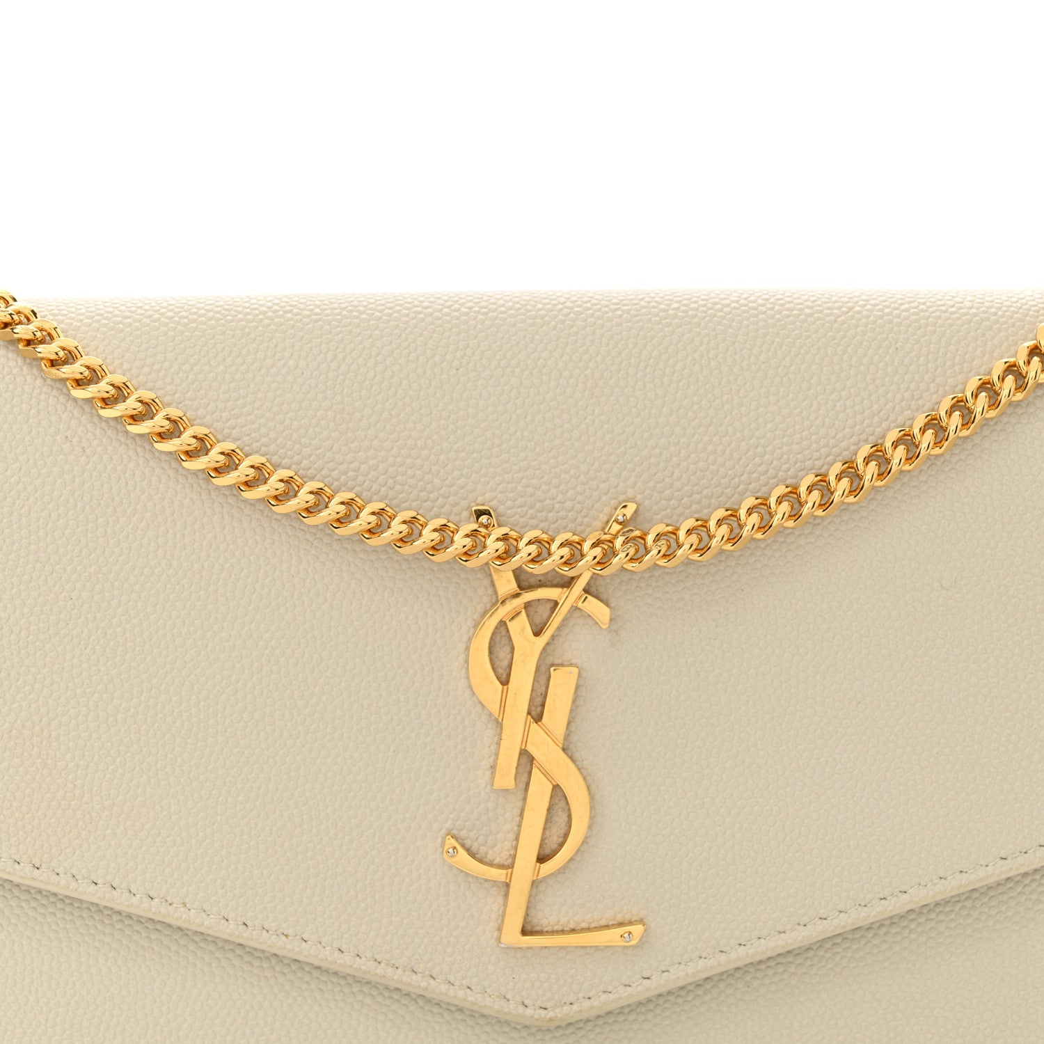 Saint Laurent Grain De Poudre Monogram Uptown Chain Wallet Crema Soft 9 of 16