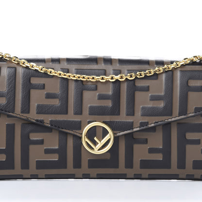 Fendi Vitello Soft F is Fendi Bi-Color FF 1974 Embossed Continental Envelope Wallet On Chain Maya Black 7 of 10