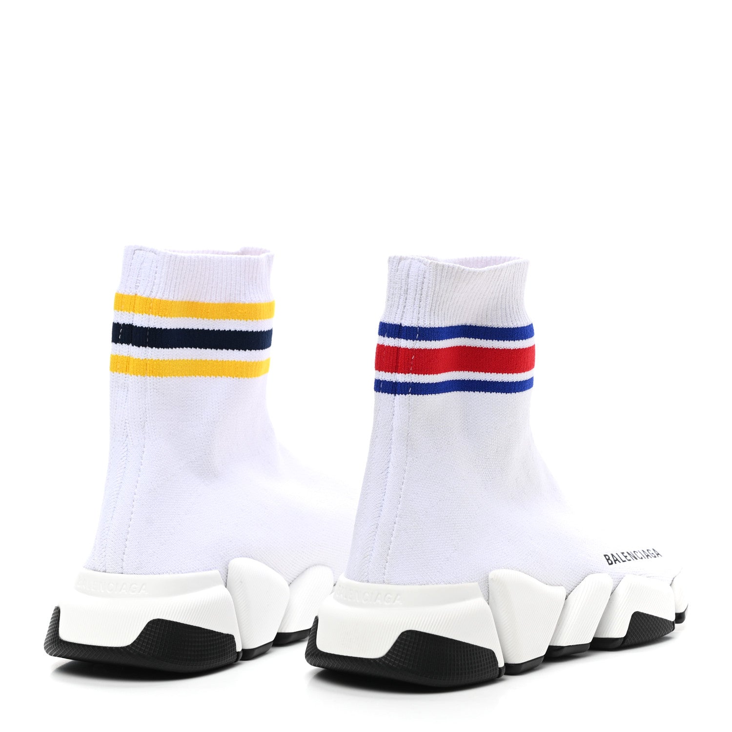 Balenciaga Technical 3D Recycled Knit Striped Womens Speed 2.0 Sneakers 35 White Multicolor 4 of 8