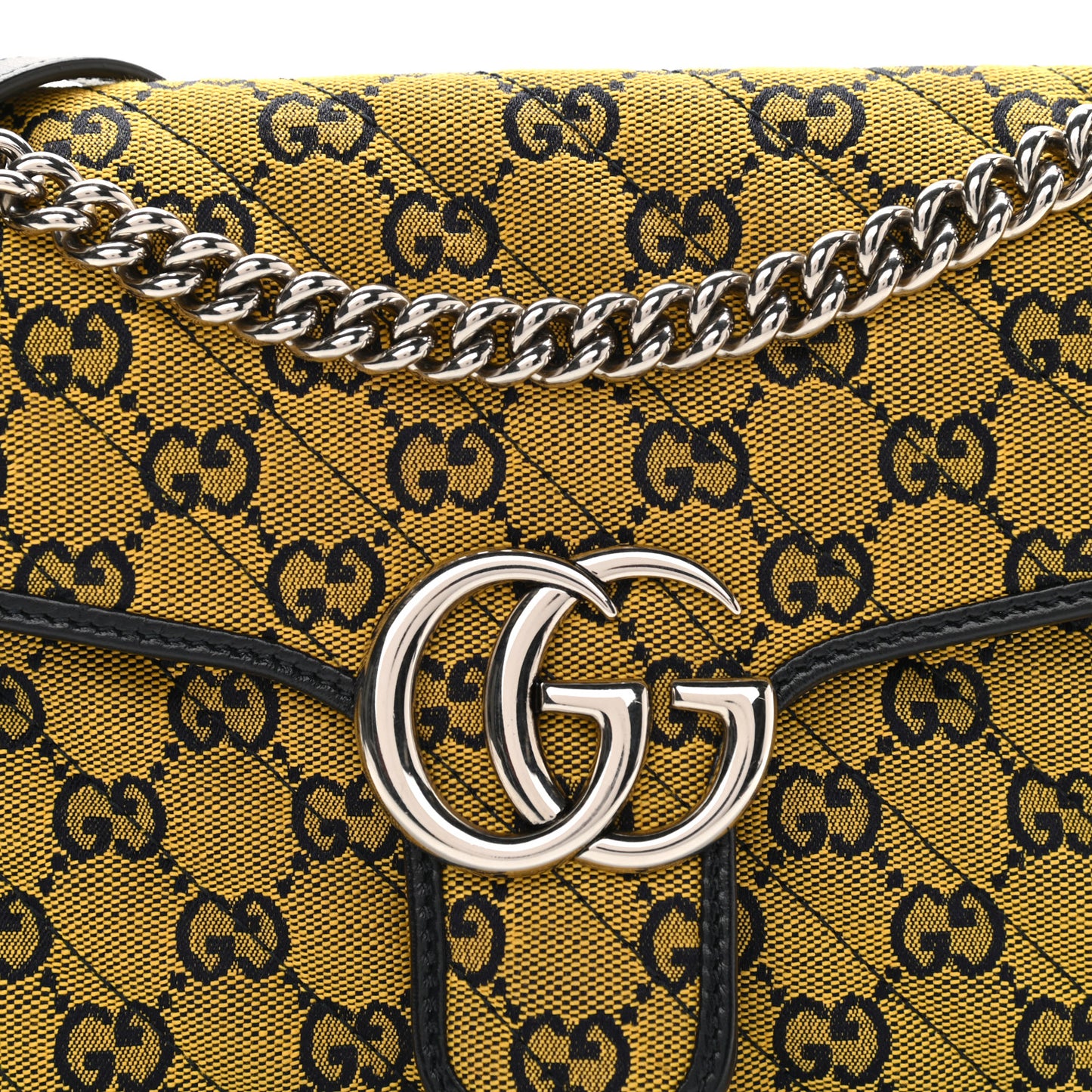 Monogram Multicolor Matelasse Diagonal Small GG Marmont Shoulder Bag Yellow Blue