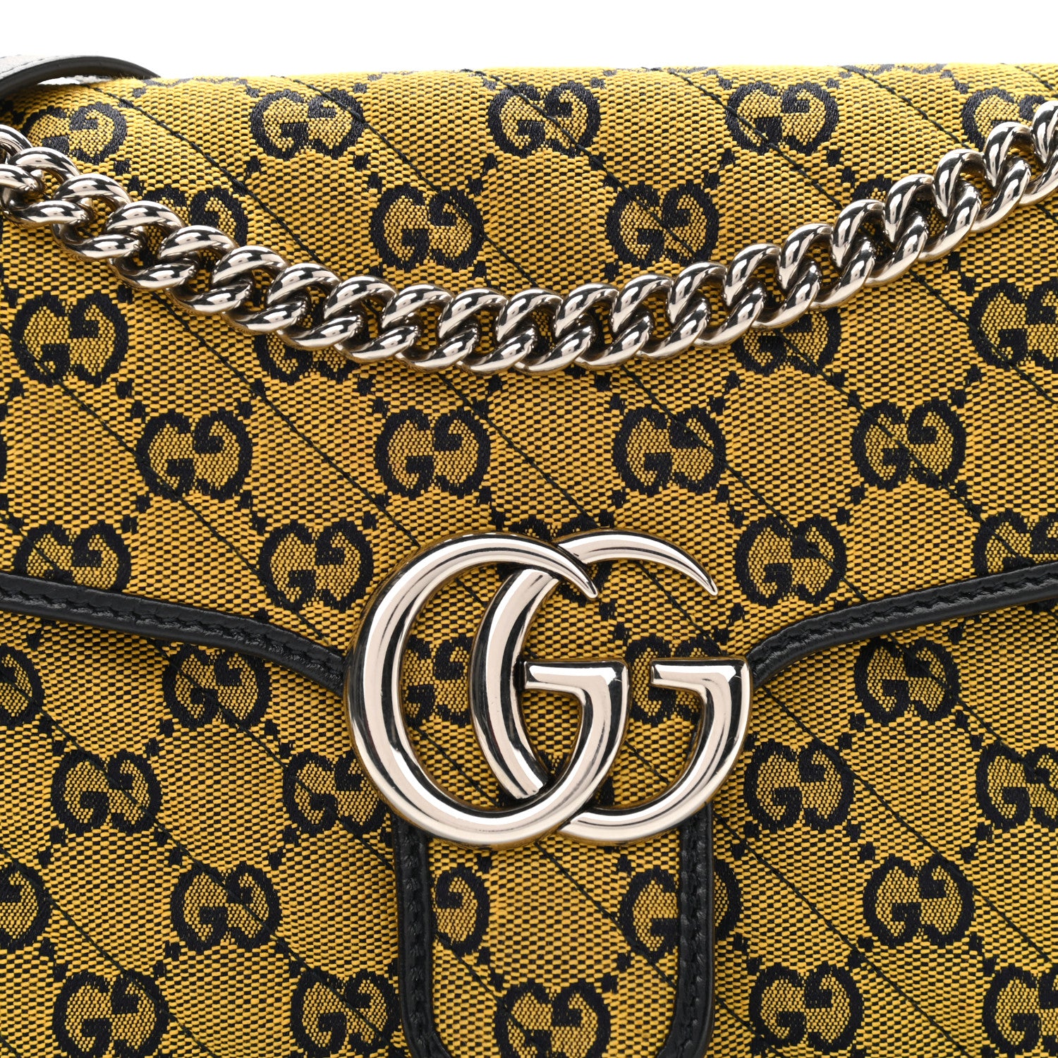 Gucci Monogram Multicolor Matelasse Diagonal Small GG Marmont Shoulder Bag Yellow Blue 8 of 10