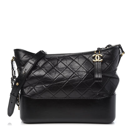 Chanel Aged Calfskin Quilted Medium Gabrielle Hobo Black 1 of 11