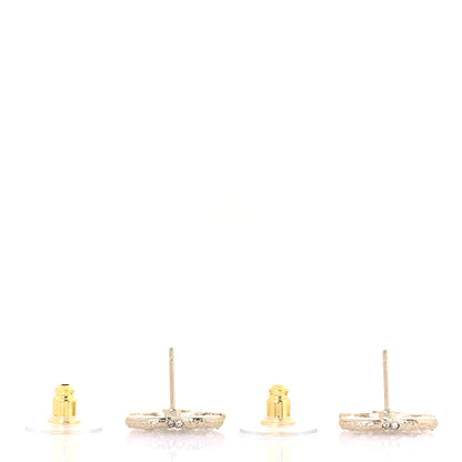 Chanel Pearl Crystal CC Earrings Light Gold 3 of 5