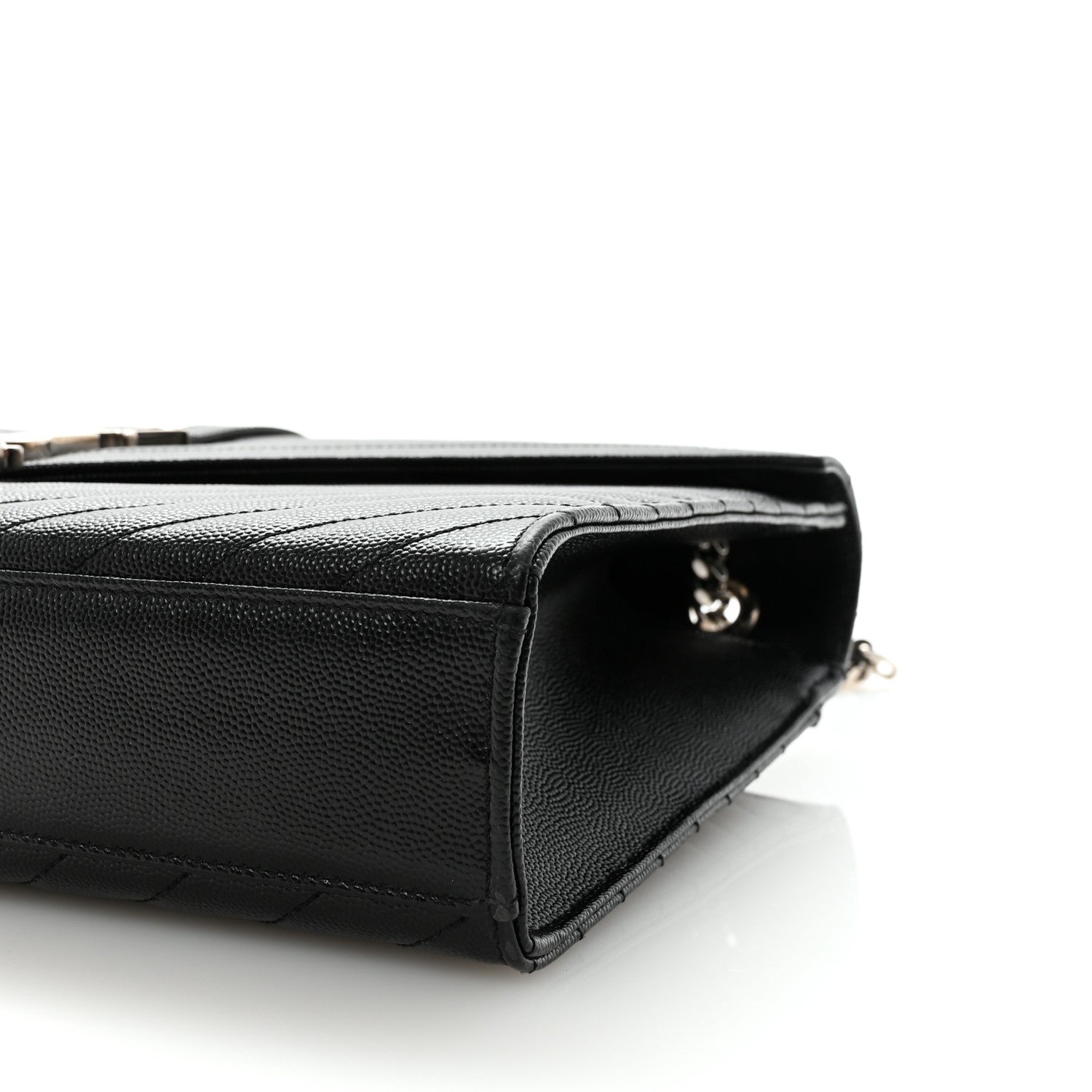 Saint Laurent Grain De Poudre Matelasse Chevron Large Monogram Satchel Black 9 of 9