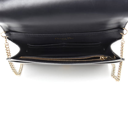 Christian Dior Metallic Patent Micro-Cannage Diorama Wallet on Chain Pouch Silver 5 of 10