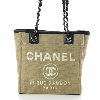 Chanel Canvas Mini Deauville Tote Beige Black 7 of 9