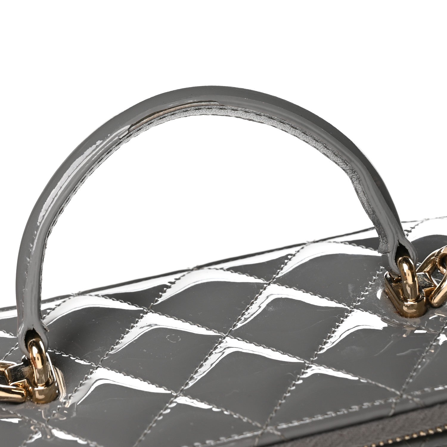 Chanel Patent Quilted Quilted Small Top Handle Vanity Case With