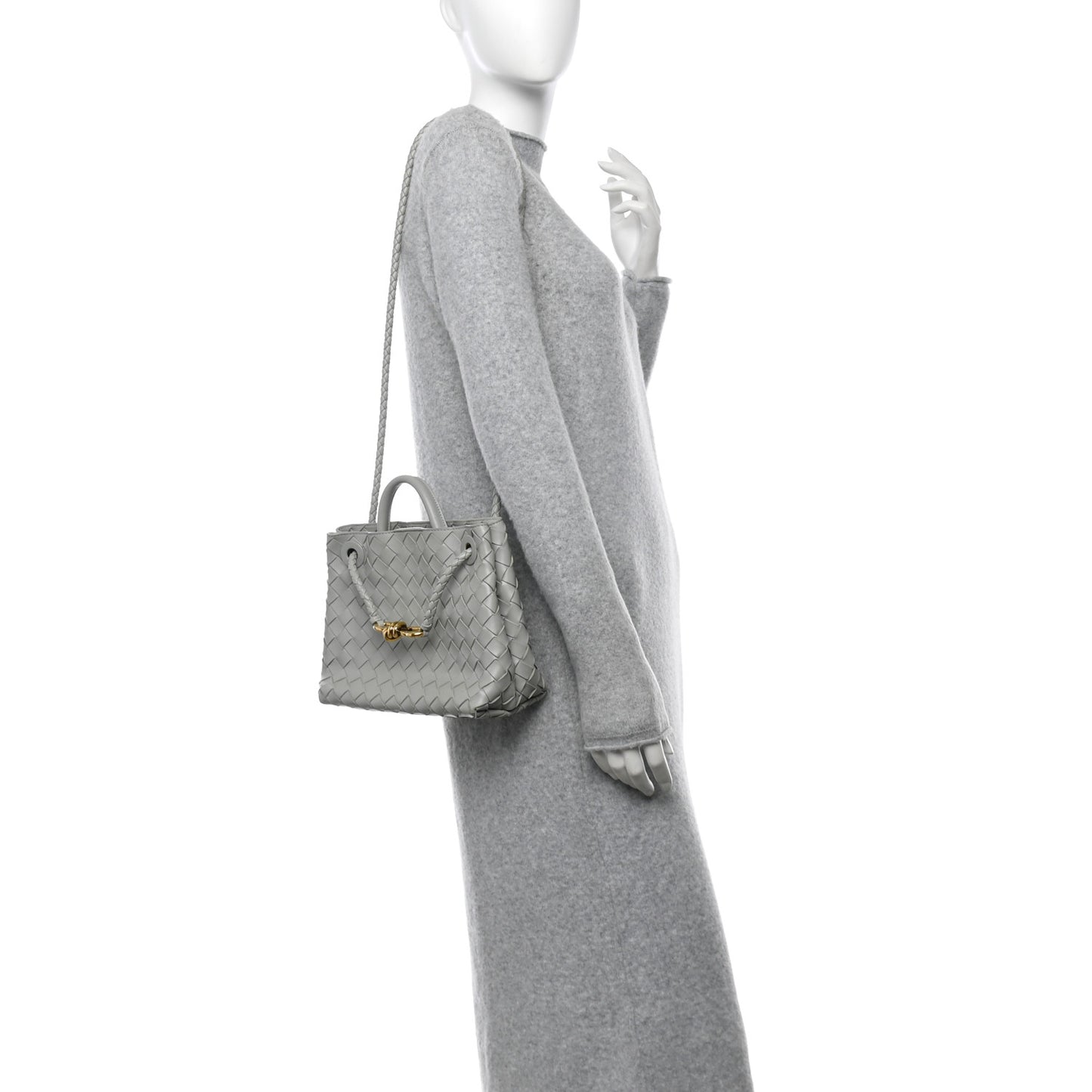 Nappa Intrecciato Small Andiamo Shoulder Bag Agate Grey