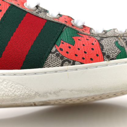 Gucci GG Supreme Monogram Strawberry Web Womens Ace Sneakers 36.5 Beige Multicolor Red Green 11 of 13