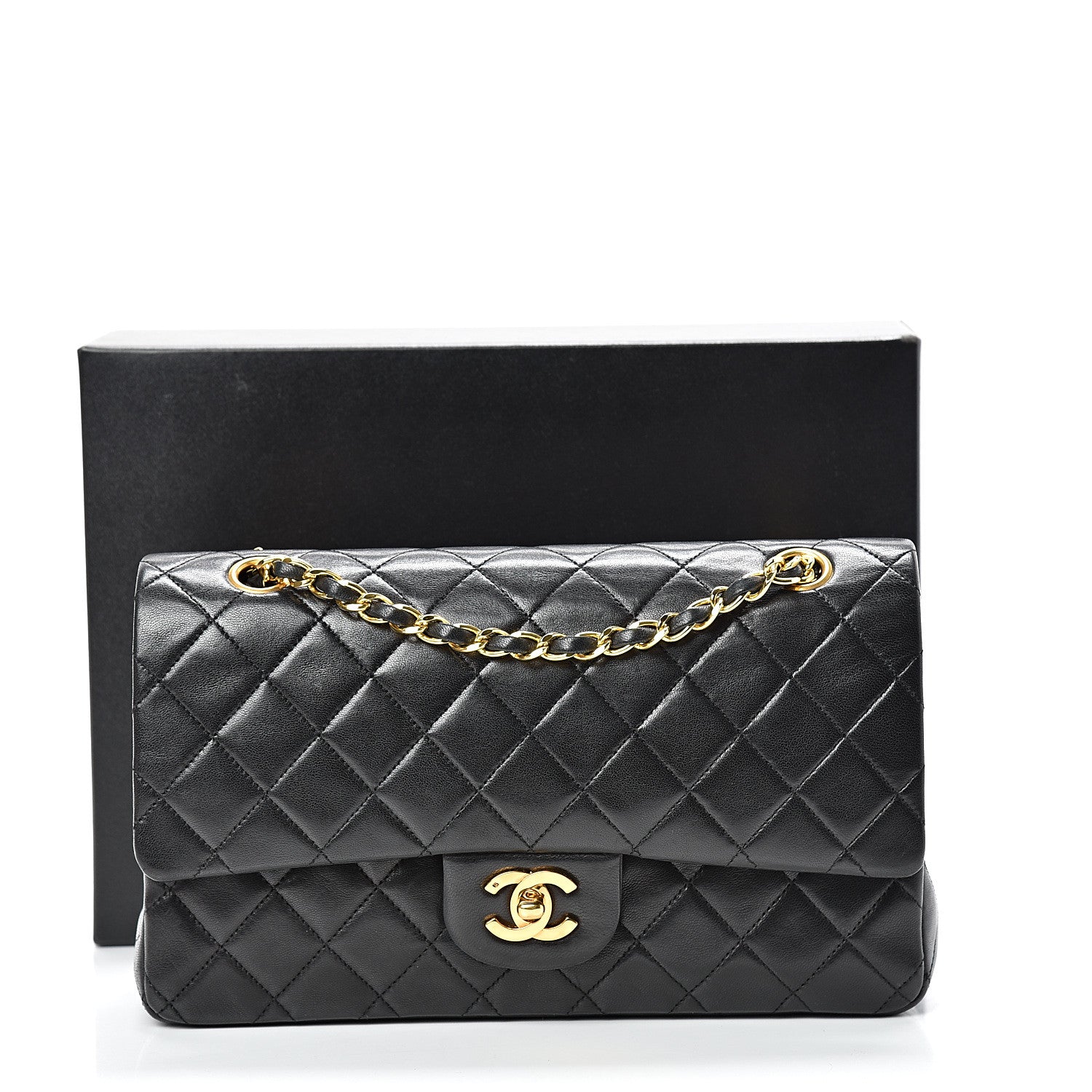 Chanel Lambskin Quilted Medium Double Flap Black 16 of 16
