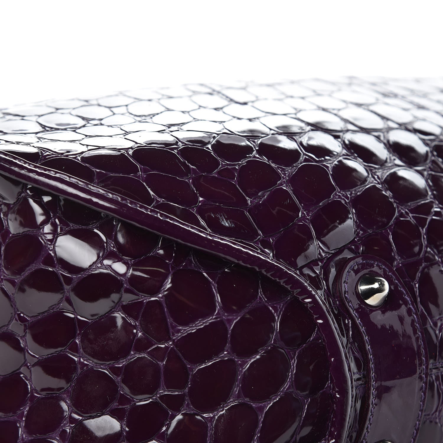 Christian Dior Patent Crocodile Embossed 61 Tote Purple 8 of 13