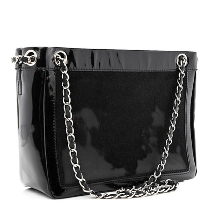 Chanel Patent Pony Hair Small Pocket Tote Black 3 of 11