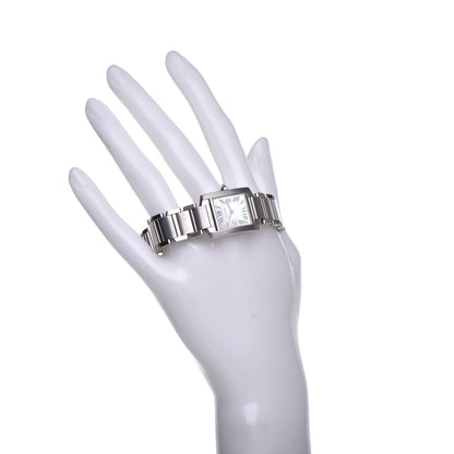 Cartier Stainless Steel Pink Mother of Pearl 20mm Tank Francaise Quartz Watch 2 of 7