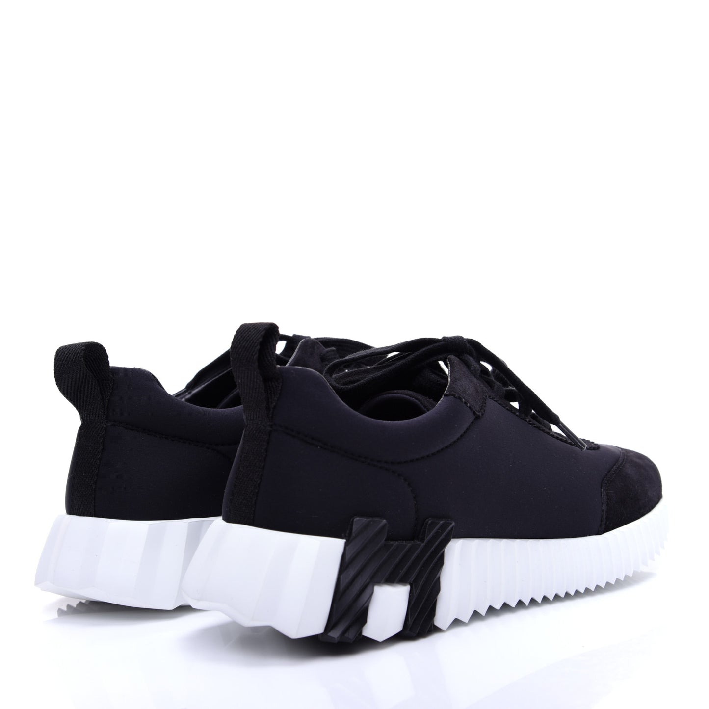 Technical Jersey Suede Goatskin Bouncing Sneakers 36.5 Black White