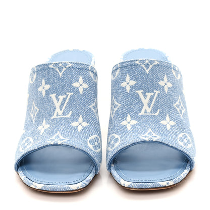 Louis Vuitton Denim Monogram Silhouette Mules 37 Blue 2 of 9