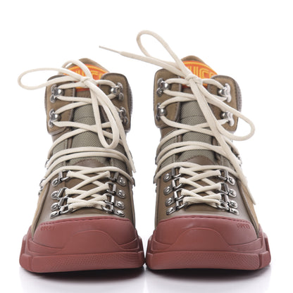 Gucci X SEGA Calfskin Suede Technical Canvas Womens Flashtrek High-Top Sneakers 36.5 Ardesia Cerise 2 of 9