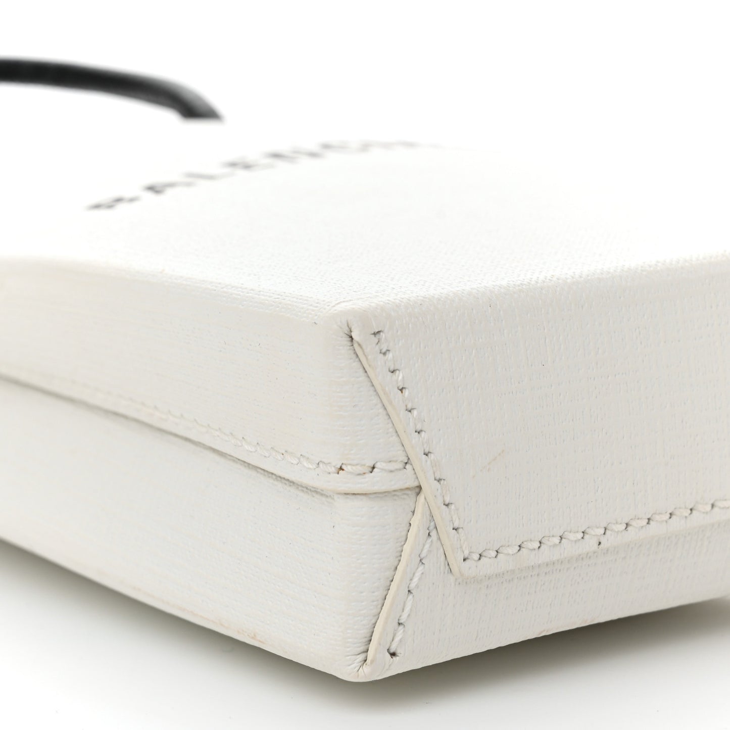 Squared Calfskin Logo Shopping Phone Holder Bag White
