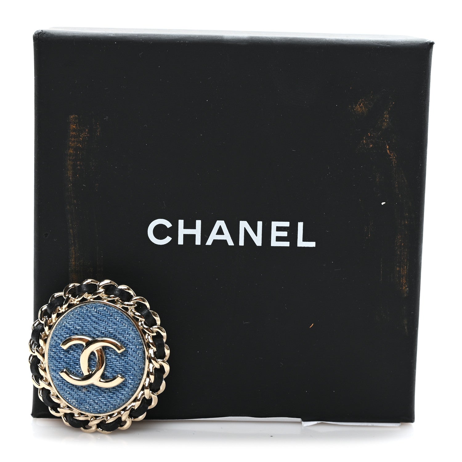 CHANEL　チャーム 刻印あり　ブルー Chanel Metal Lambskin Denim CC Brooch Gold Blue Black 1893878