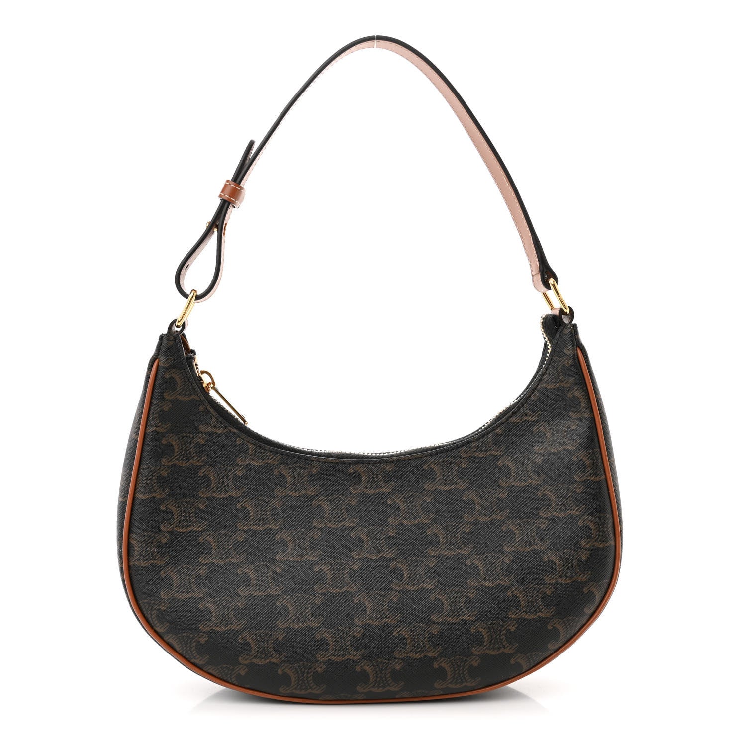 Celine Triomphe Canvas Calfskin Ava Shoulder Bag Tan 1 of 10