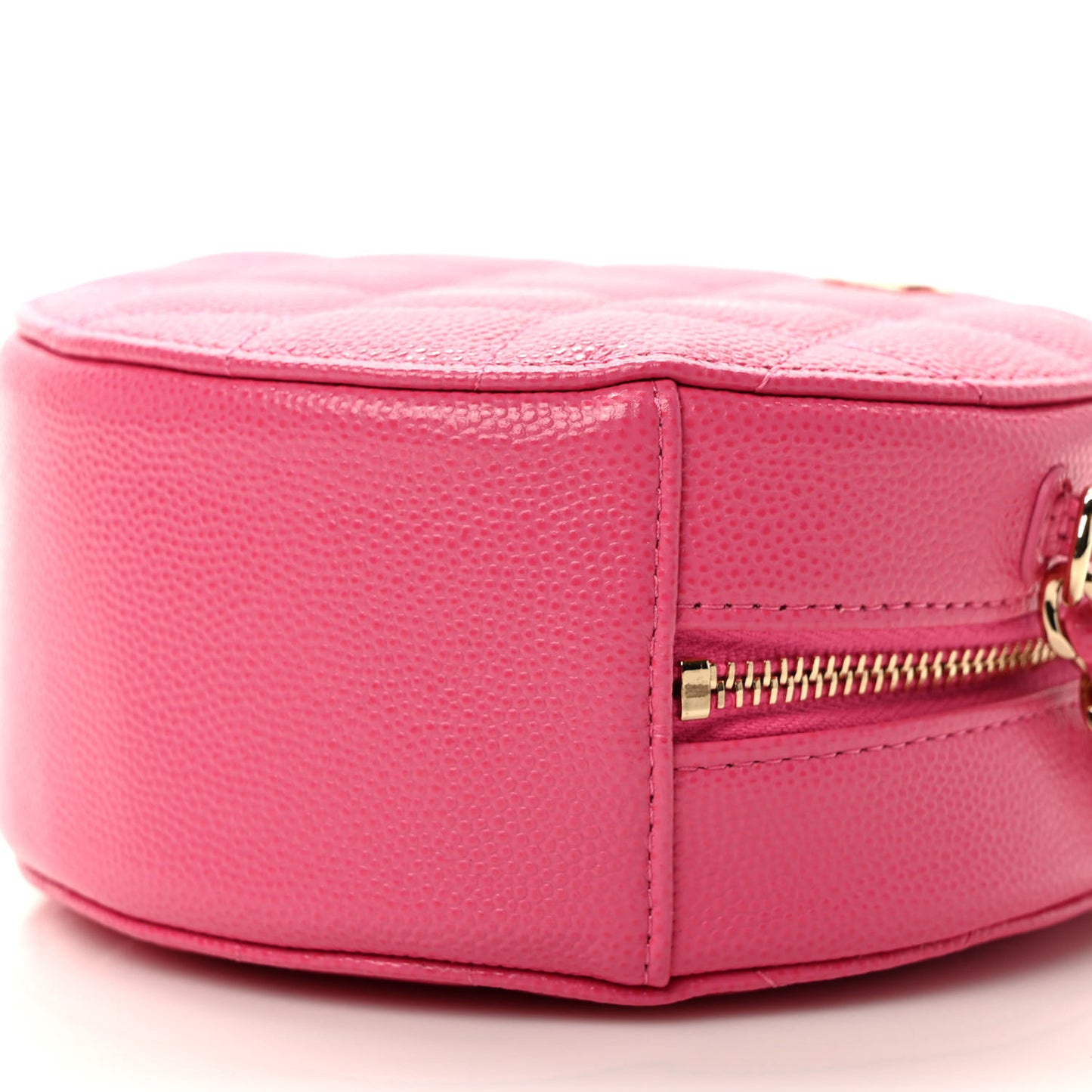 Caviar Quilted Round Clutch With Chain Pink