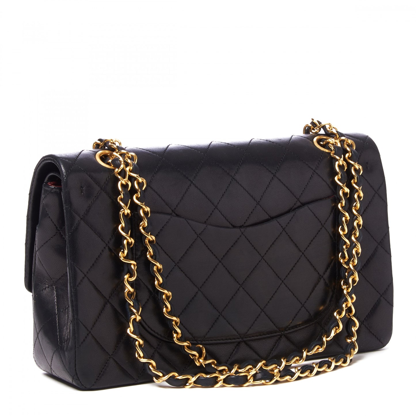 Lambskin Quilted Medium Double Flap Black
