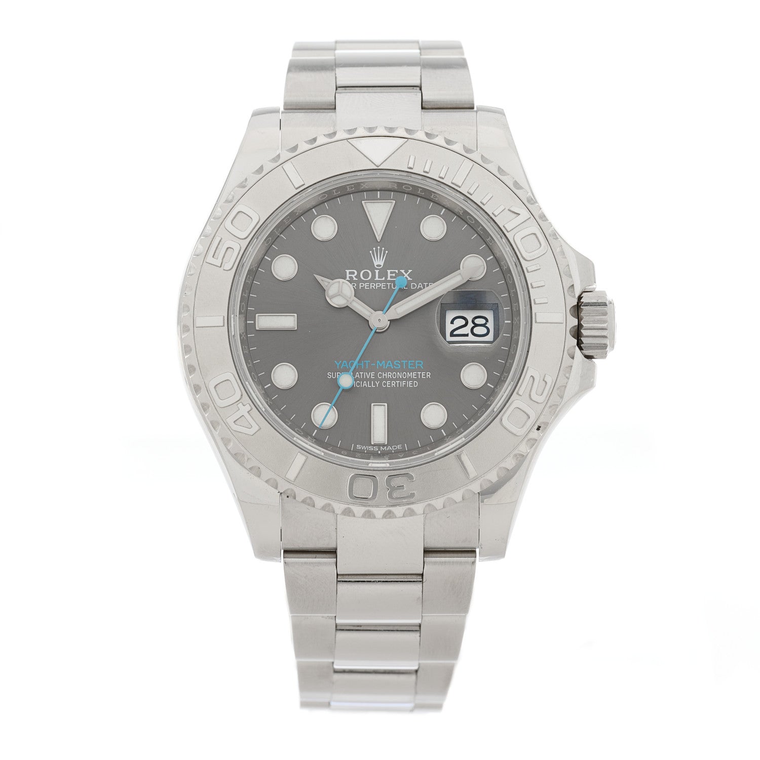 Rolex Stainless Steel Platinum 40mm Oyster Perpetual Date Yacht-Master Watch Slate 116622 1 of 5