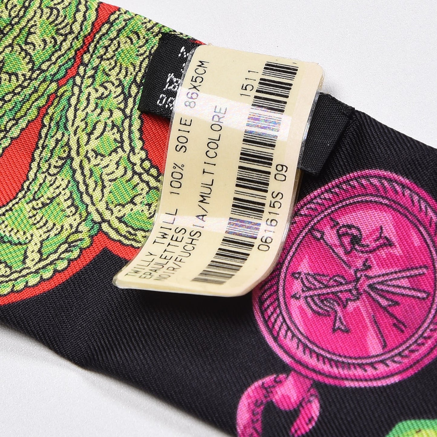Silk Epaulettes Twilly Noir Fuchsia Multicolor