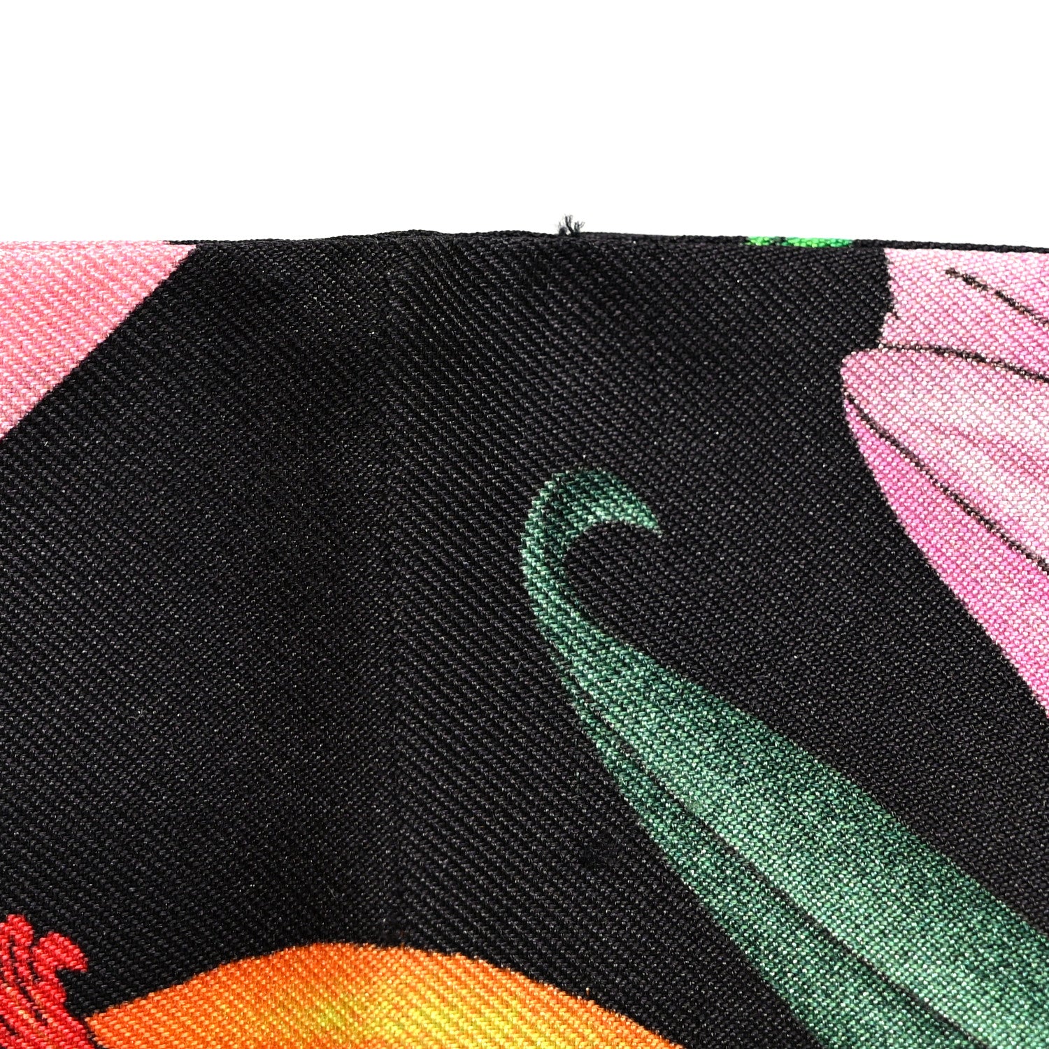 Gucci Silk Twill Flora Snake Neck Bow Scarf Black Pink 6 of 6