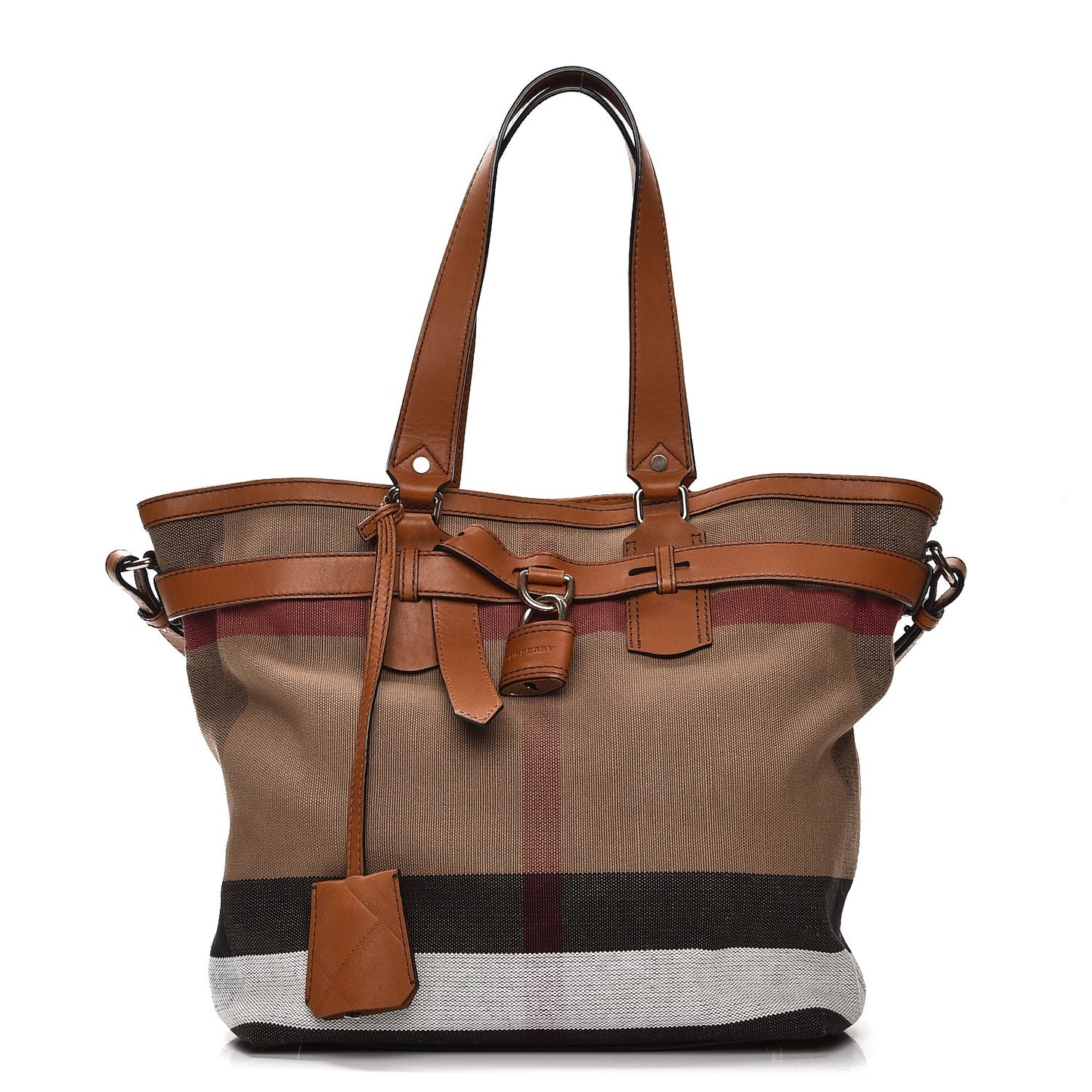 Canvas Mega Check Medium Traveler Tote Saddle Brown