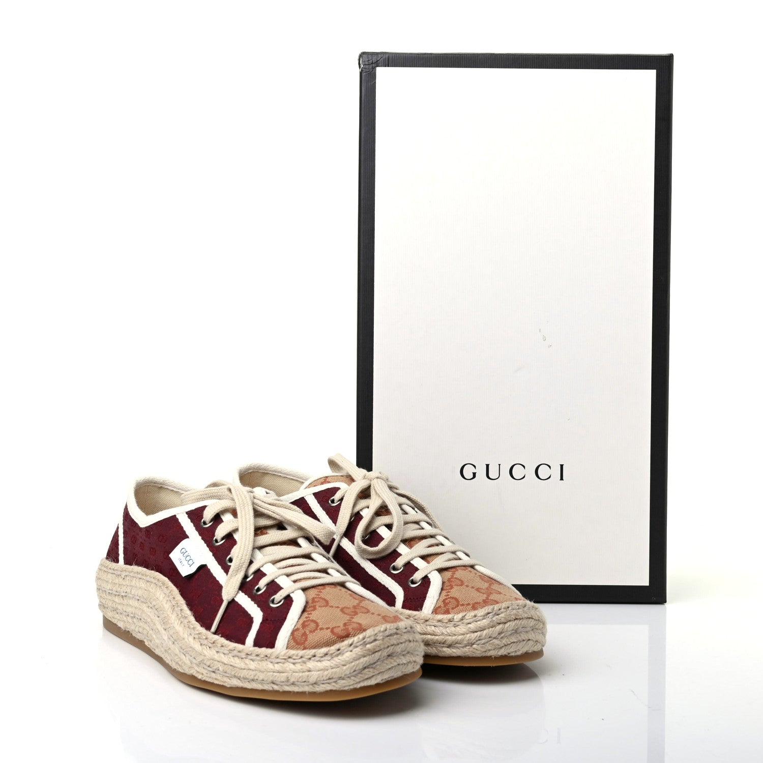 Gucci Jacquard Mini GG Monogram Mens Espadrille Sneakers 9 Burgundy Brick Red 11 of 11