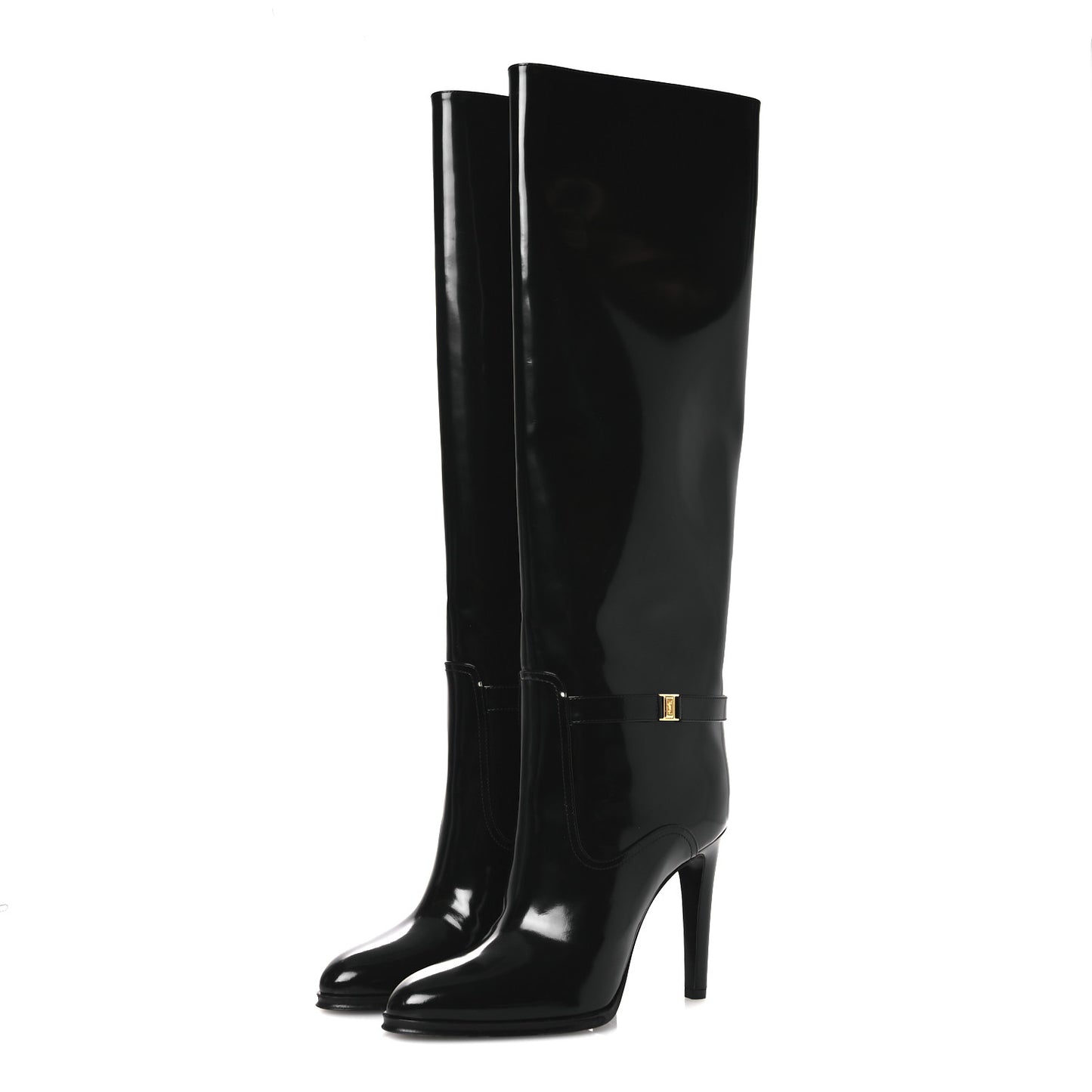 Patent Calfskin Diane 100 Boots 39 Black