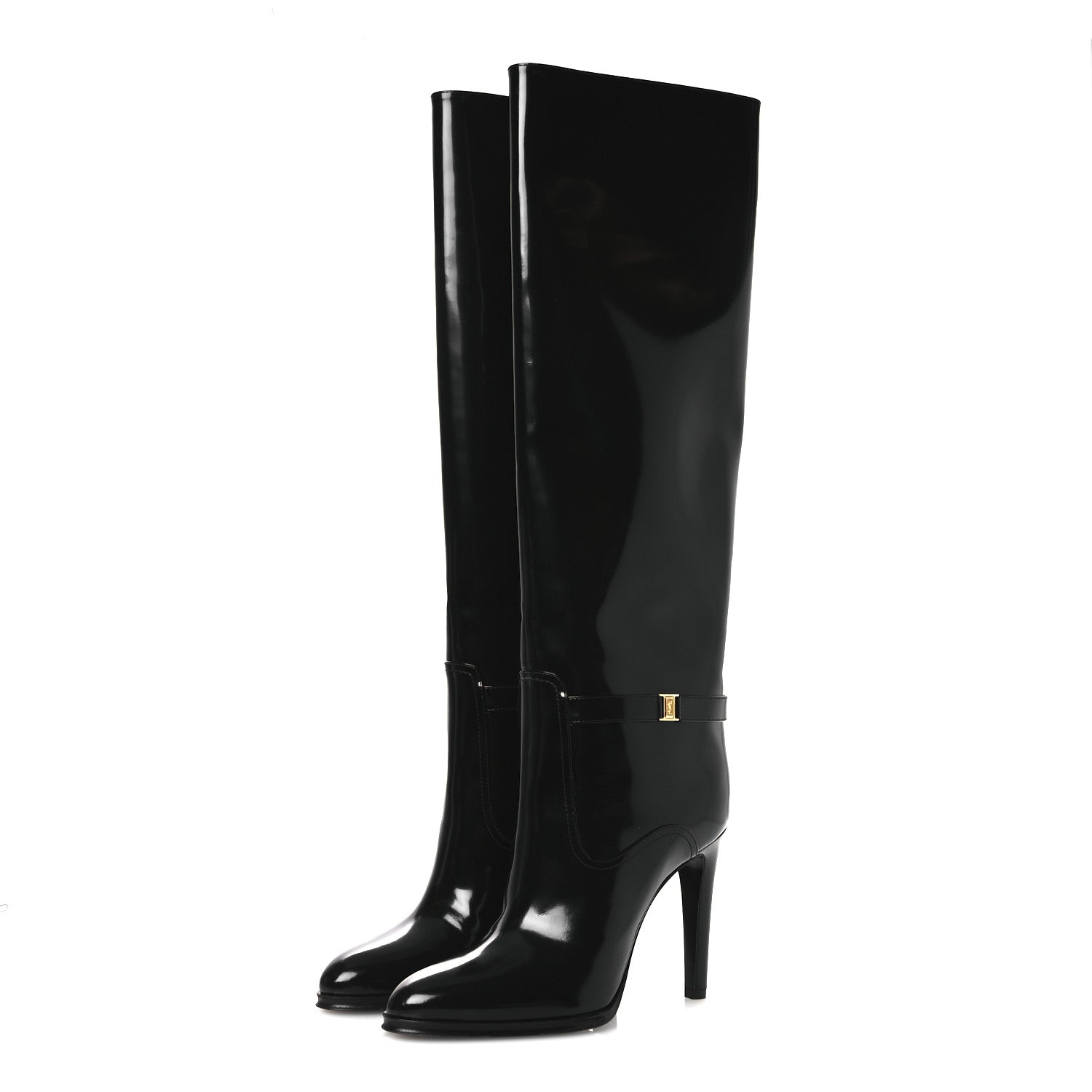 Saint Laurent Patent Calfskin Diane 100 Boots 39 Black 4 of 10