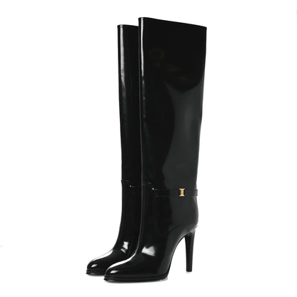Saint Laurent Patent Calfskin Diane 100 Boots 39 Black 4 of 10