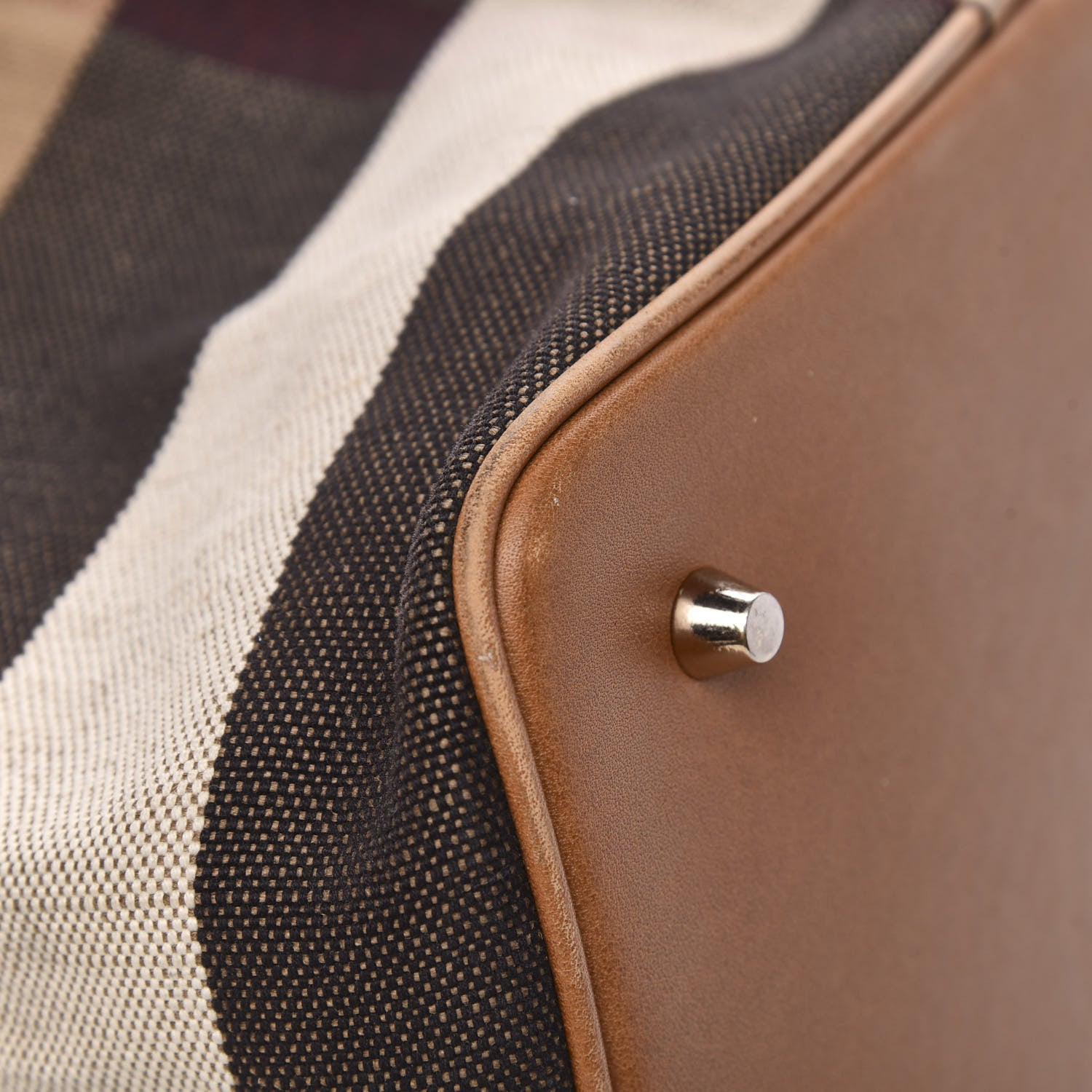 Burberry Canvas Mega Check Medium Ashby Hobo Saddle Brown 6 of 11