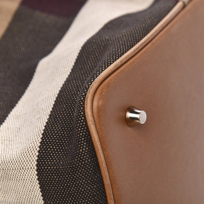 Burberry Canvas Mega Check Medium Ashby Hobo Saddle Brown 6 of 11