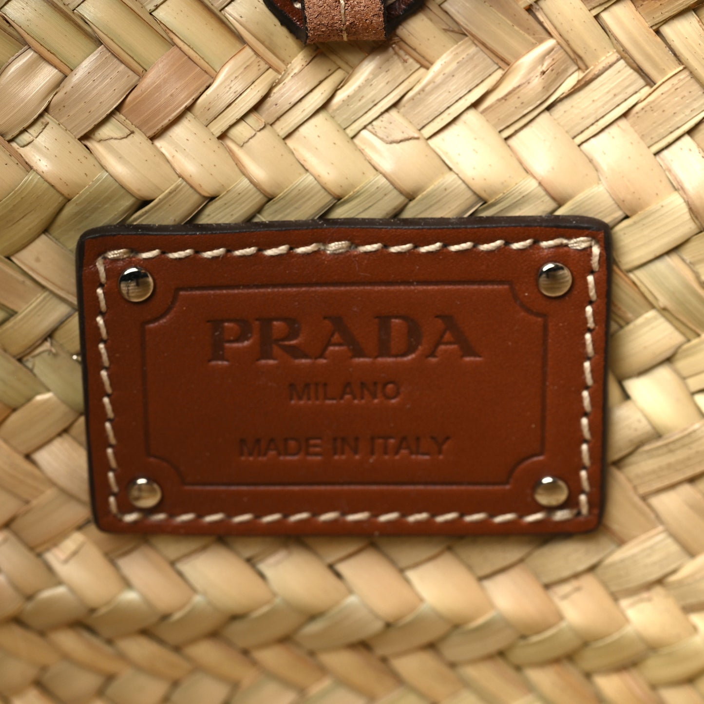 Palmitto Vitello Woven Braided Large Basket Tote Bag Naturale Cognac