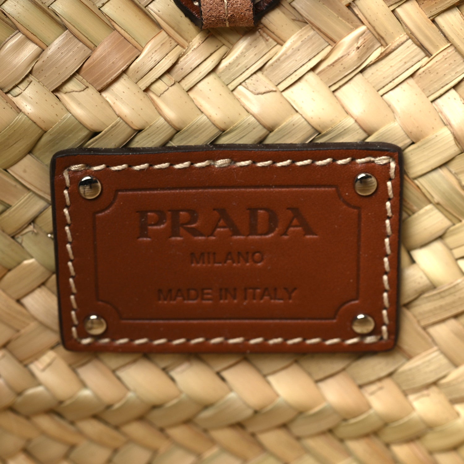 Prada Palmitto Vitello Woven Braided Large Basket Tote Bag Naturale Cognac 6 of 9
